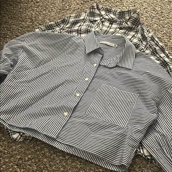 Lot Abercrombie & Fitch blue and White Striped, Talbots button down set 2 - Picture 2 of 4